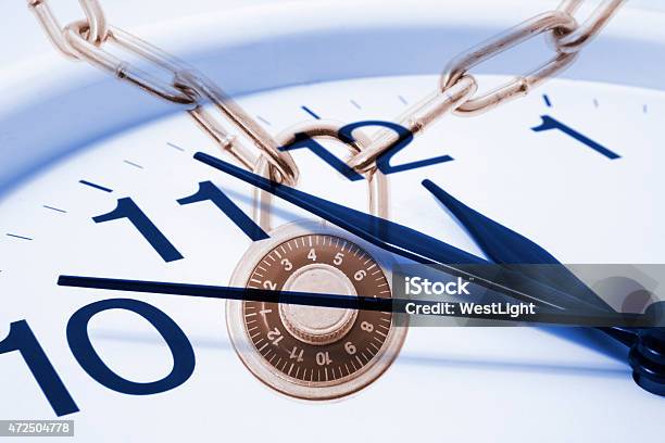 Clock And Combination Lock Stock Photo - Download Image Now - 2015, Accuracy, Chain - Object