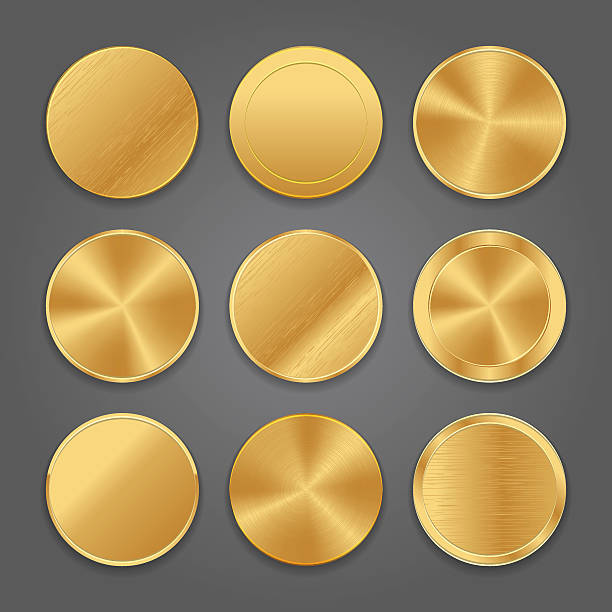 istock Golden metal badge icons 472507794