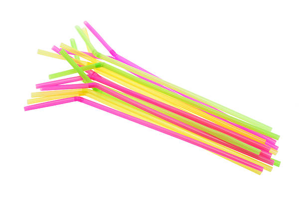Plastic Drinking Straws Plastic Drinking Straws on White Background drinking straw stock pictures, royalty-free photos & images