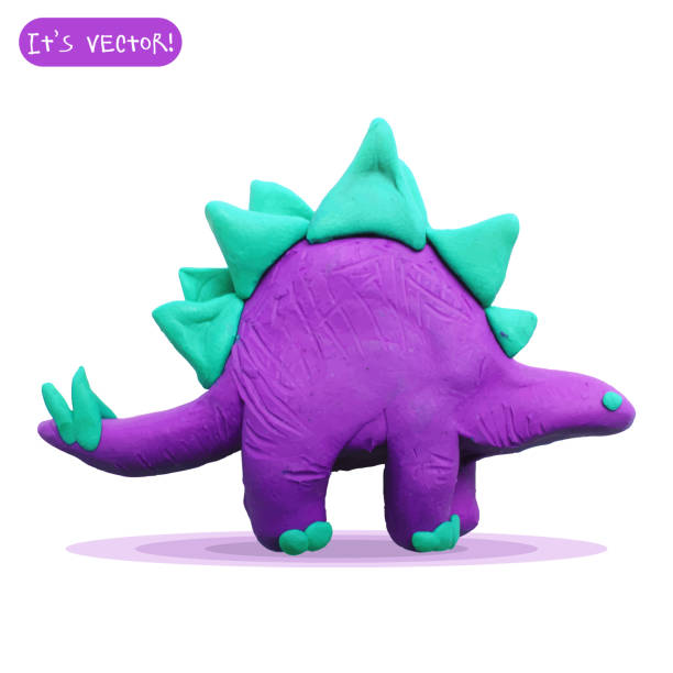 Icon of plasticine stegosaurus vector art illustration