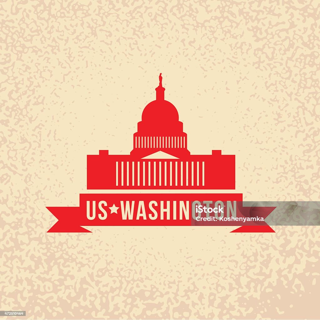 United States Capitol - The symbol of US, Washington DC United States Capitol - The symbol of US, Washington DC. Vintage stamp with red ribbon 2015 stock vector