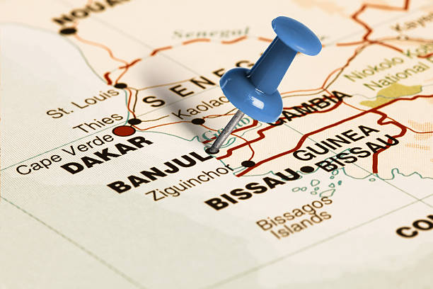 istock Location Banjul. Blue pin on the map. 472511920