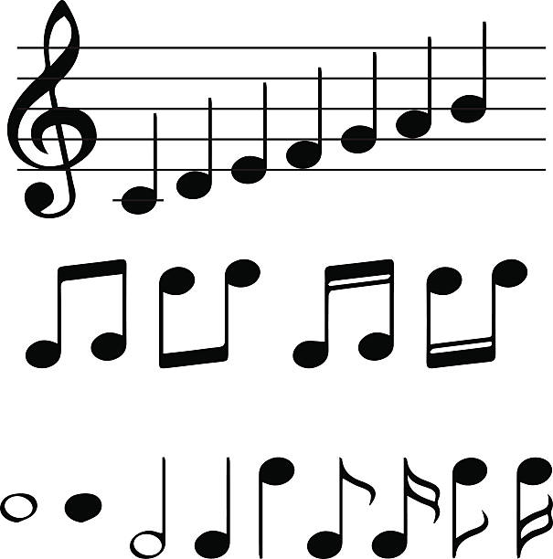 musik-hinweis - musical note treble clef sheet music key signature stock-grafiken, -clipart, -cartoons und -symbole