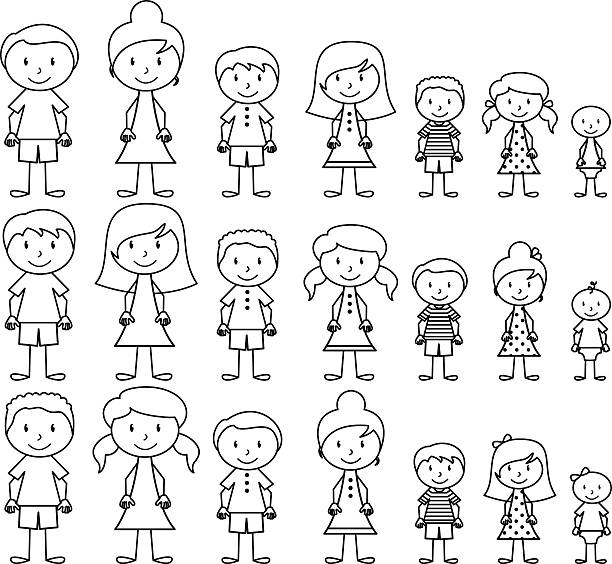 ilustraciones, imágenes clip art, dibujos animados e iconos de stock de juego de palo linda y diversas personas en formato vectorial de - the human body cartoon figurine characters