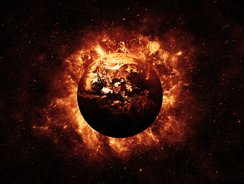 Digitally Generated Inferno Theme Glowing Nebula Background