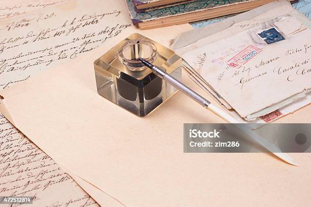 Vintage Old Papers Old Ink Pen Handwrite Letters Stock Photo - Download Image Now - 2015, Book, Correspondence