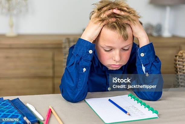 Stressful Homework Stock Photo - Download Image Now - Child, Education, Adversity