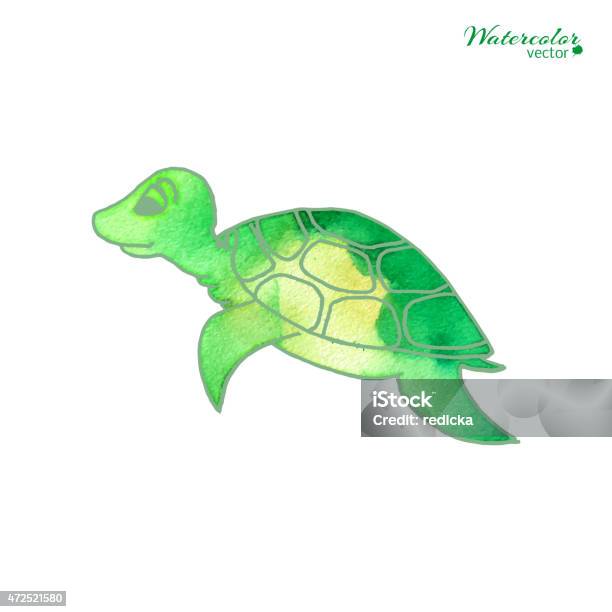 Turtle In Cartoon Style Stock Illustration - Download Image Now - 2015, Animal Markings, Blue