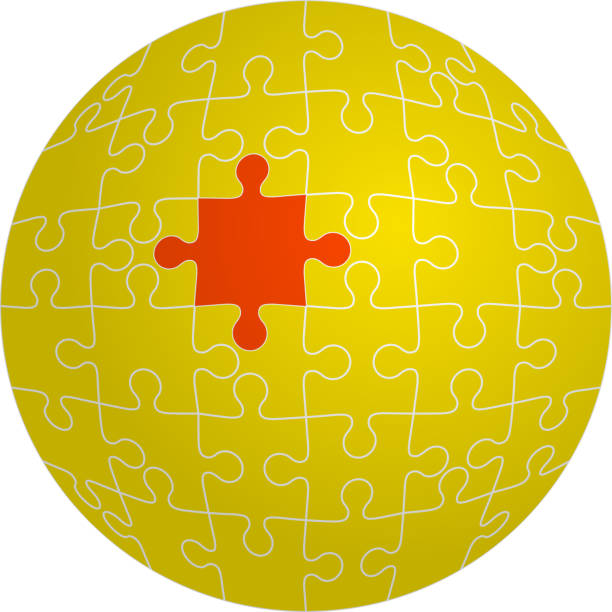 istock Jigsaw puzzle in the shape of a sphere with one 472522710
