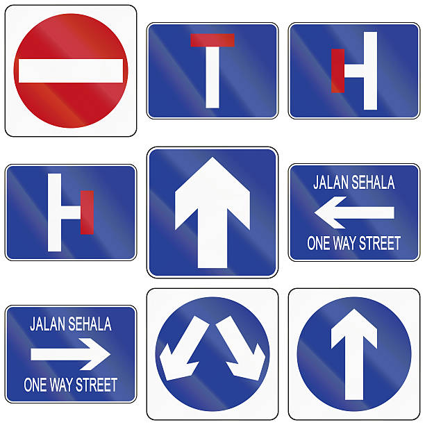 Arrow And One Way Road Signs In Brunei