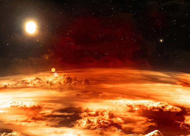 nasa provided image of an orange atmosphere in space - gezegen fotoğraflar stok fotoğraflar ve resimler