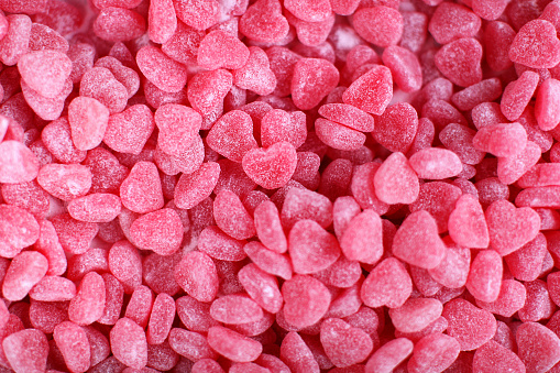 Gummy Candy Red Hearts Background Stock Photo - Download Image Now - Candy,  Pink Color, Heart Shape - iStock