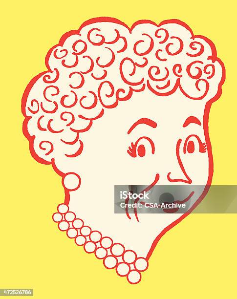 Older Woman Wearing Pearls Stock Illustration - Download Image Now - 2015, Adult, Adults Only