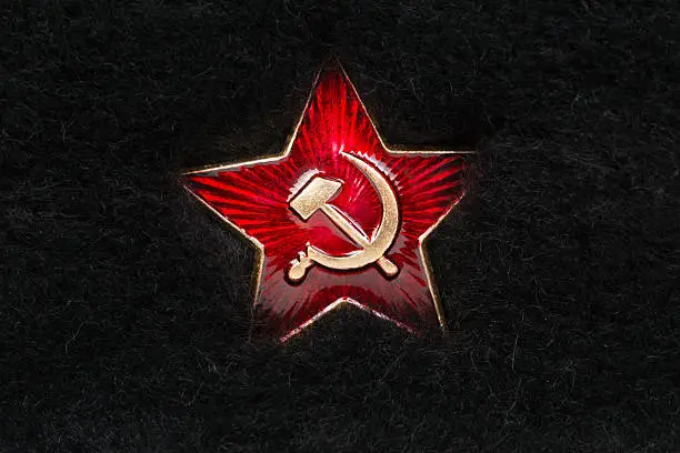 Photo of Russian Red Star with Hammer and Sickle on Fur