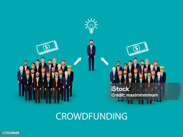 Flat Vector Illustration Of Infographic Crowdfunding Concept Stock Illustration - Download Image Now