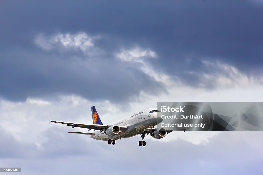 Lufthansa Airbus A320 Berlin, Germany - August 17, 2014: Lufthansa Airbus A320 arrives at the Tegel International Airport. 2015 Stock Photo