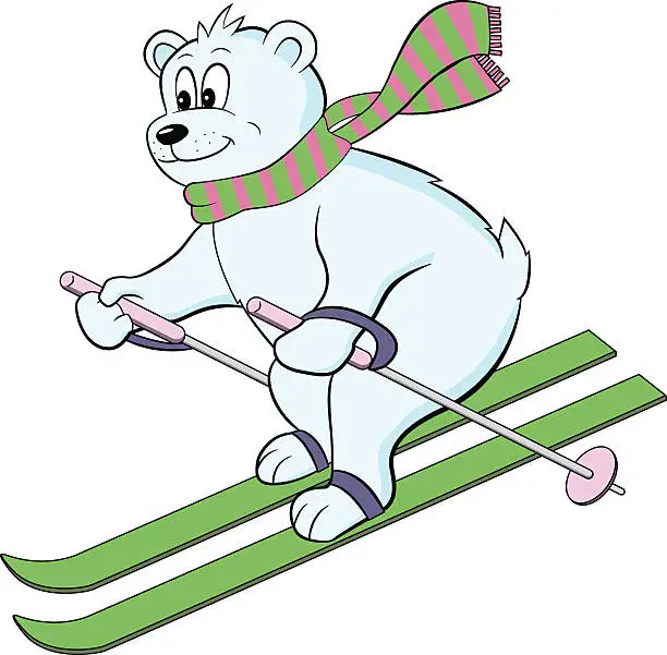 Vector illustration of Polar Bear Skiing
