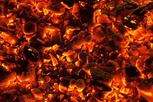 wood embers burning