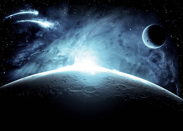 istock The surface of the moon with light in outer space 472541676