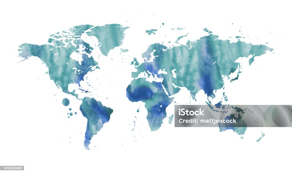 Watercolour carte du monde - Illustration de Planisphère libre de droits