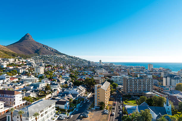 Cape Town (Sea Point) Cape Town (Sea Point) city from overhead position lions head mountain stock pictures, royalty-free photos & images