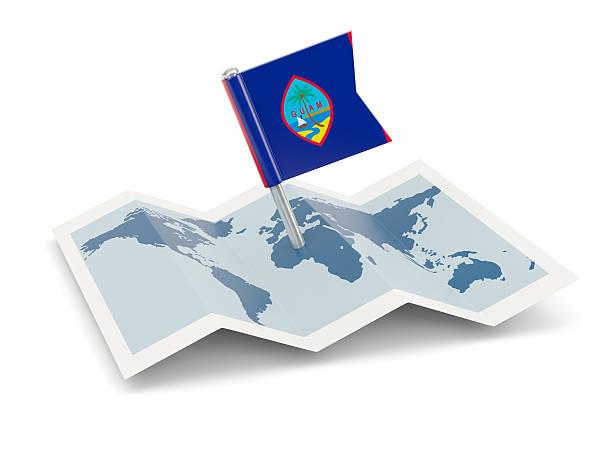 Map with flag of guam isolated on white