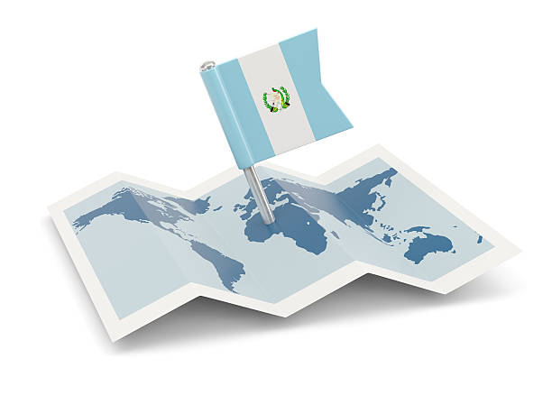 Map with flag of guatemala isolated on white