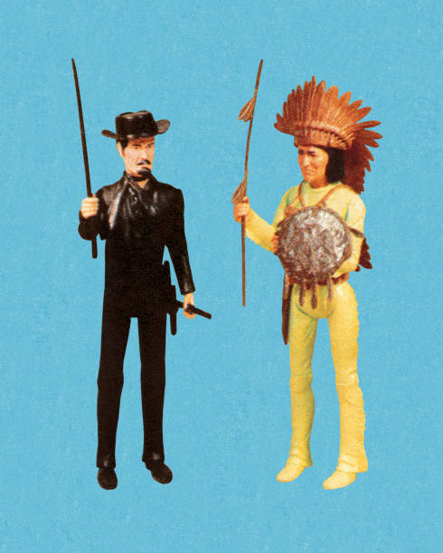 ilustrações, clipart, desenhos animados e ícones de de caubói e índio americano homem - cowboy hat personal accessory equipment headdress