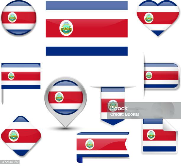 Vetores de Bandeira Da Costa Rica Coleção e mais imagens de 2015 - 2015, Bandeira, Bandeira da Costa Rica