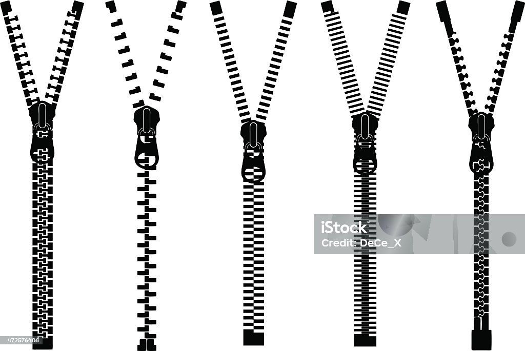 Zippers Set of different zippers isolated  2015 stock vector