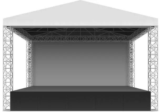 Vector illustration of Outdoor concert stage, truss system