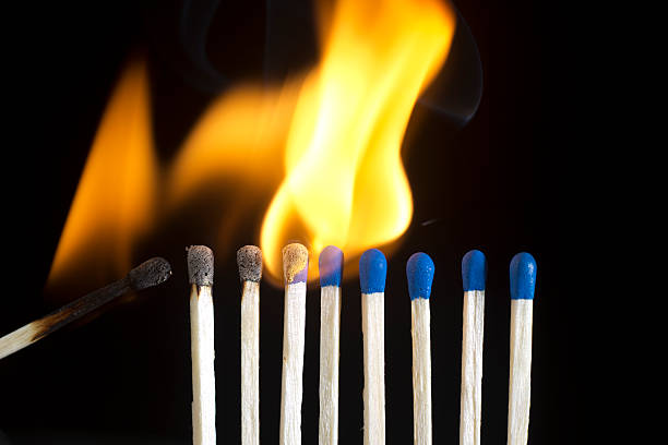 istock Starting the Fire; Wooden Matches In Row Ready To Burn 472576786