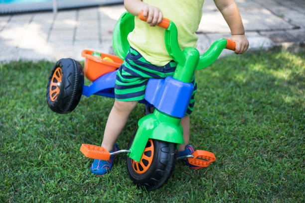 istock Toddler riding tricycle at the backyard 472579230