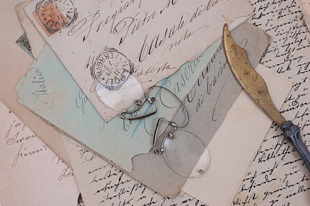 istock background with old vintage letter and letter opener 472580018