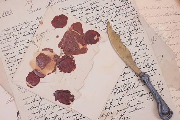 background with old vintage letter and letter opener