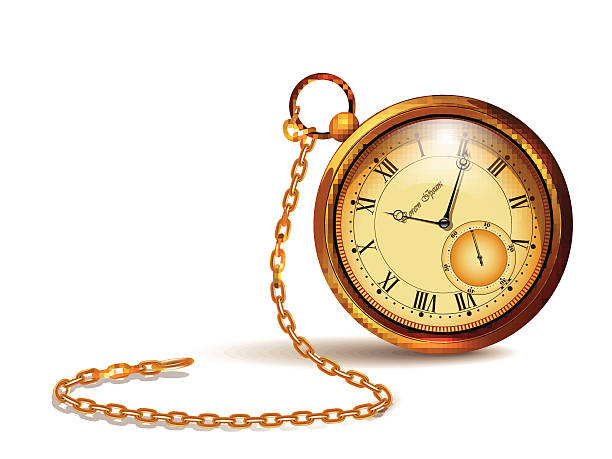 illustrazioni stock, clip art, cartoni animati e icone di tendenza di orologio vintage oro. - pocket watch watch clock pocket