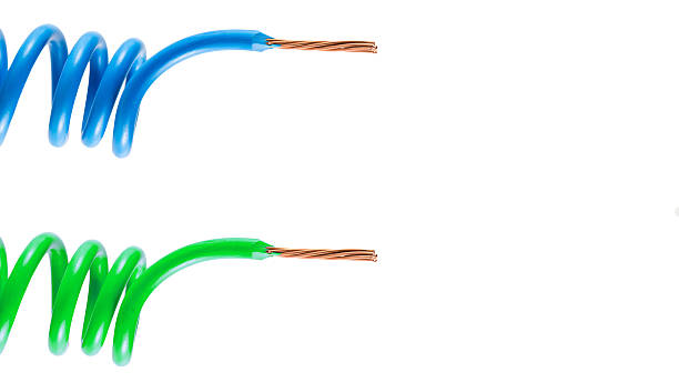 istock Electric cable ends, isolated on white. Colorful bundle of elect 472580848