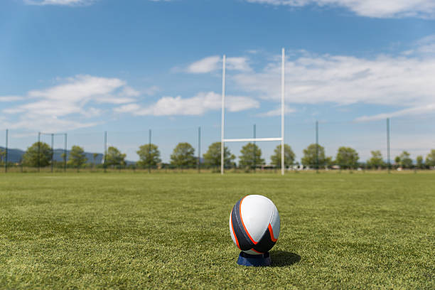 rugby ball on the field.