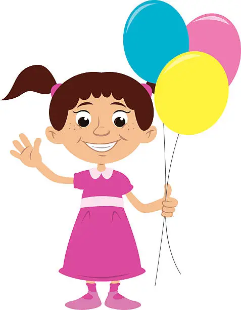 Vector illustration of girl with balloons