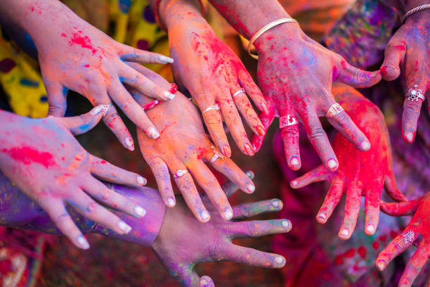 Holi Festival Hands stock photo