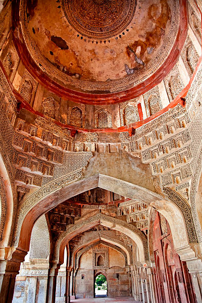 Sheesh Shish Gumbad Tomb Lodi Gardens New Delhi India New Delhi, India  - August 23, 2009: Decorations Inside Ancient Sheesh Shish Gumbad Tomb Lodi Gardens New Delhi India lodi gardens stock pictures, royalty-free photos & images