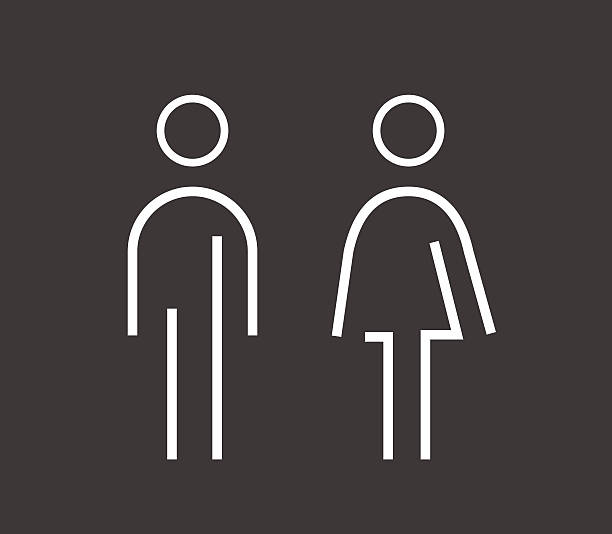 ilustrações, clipart, desenhos animados e ícones de masculino feminino placa - public restroom