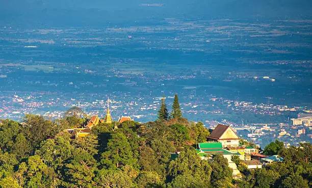 Photo of aerial view of wat phrathat doi suthep temple