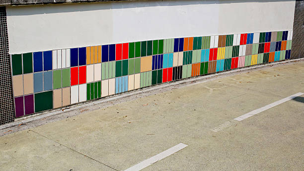 istock colorful tile of sidewall along a road 472594164