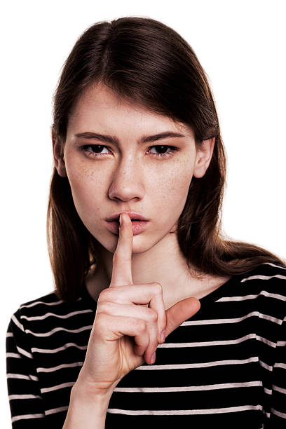 istock Shhhhh Woman! Finger On Lips. Silent - Silence Stock Image 472596118