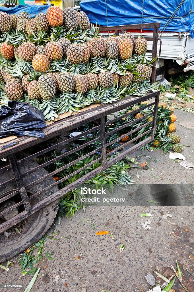 Caribbean market scene, pineapples for sale. Dominican Republic Stock Photo