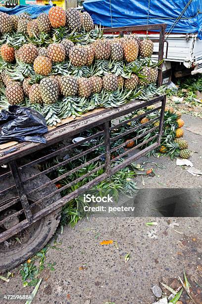 Caribbean Market Scene Pineapples For Sale Stock Photo - Download Image Now - Dominican Republic, City, Food