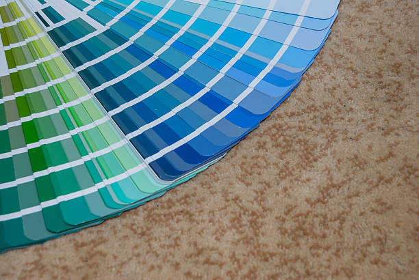 istock Close up of blue color palette 472597098