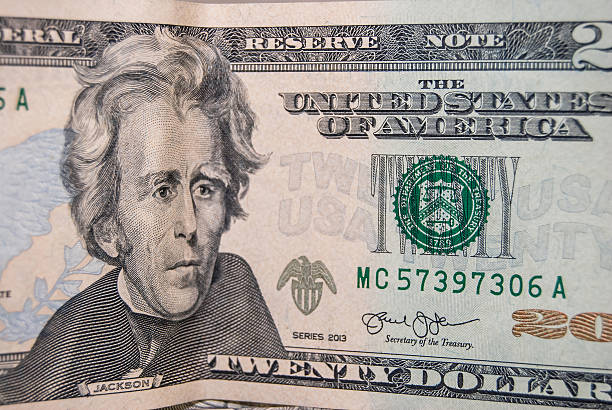 istock new twenty dollar bill fragment macro. Jackson 472602820