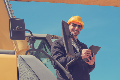 Real and ordinary construction worker on his job.